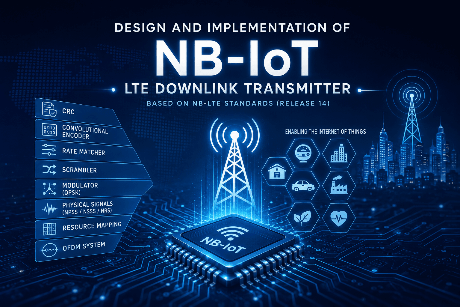 Design and Implementation of a Low-Power NB-IoT LTE Downlink Transmitter